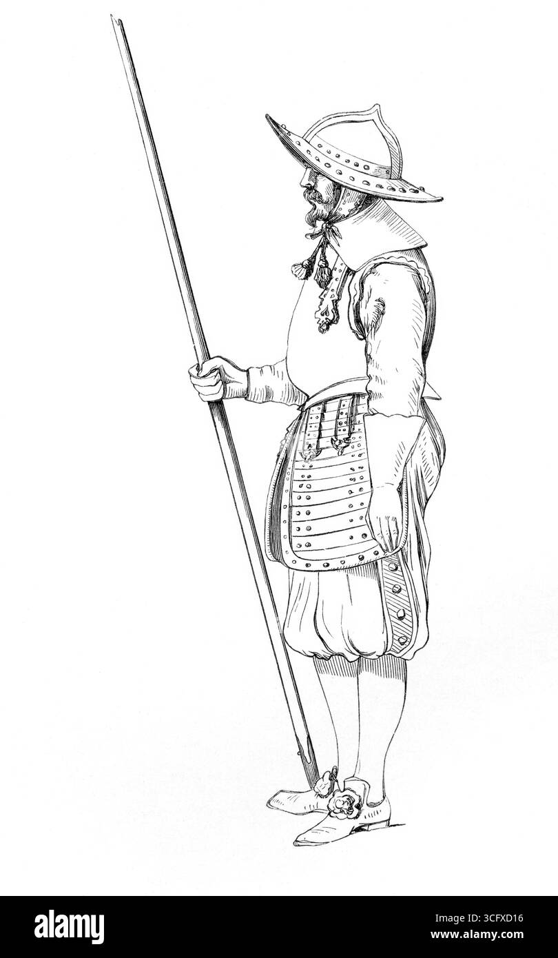 A lancer from the Time of Chromwell, aus dem Buch The British Army, 1868, Historical, digital restaurierte Reproduktion eines Originals aus dem 19. Jahrhundert, Record DATE Not DATE Stockfoto