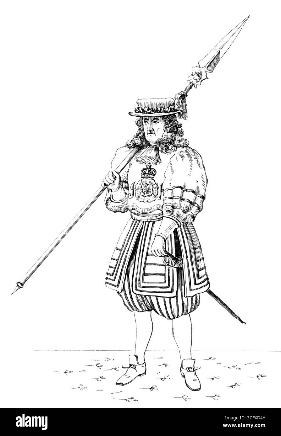 Sergeant, um 1687, England, aus dem Buch The British Army, 1868, Historical, digital restaurierte Reproduktion eines Originals aus dem 19. Jahrhundert, Record DATE Not DATE Stockfoto