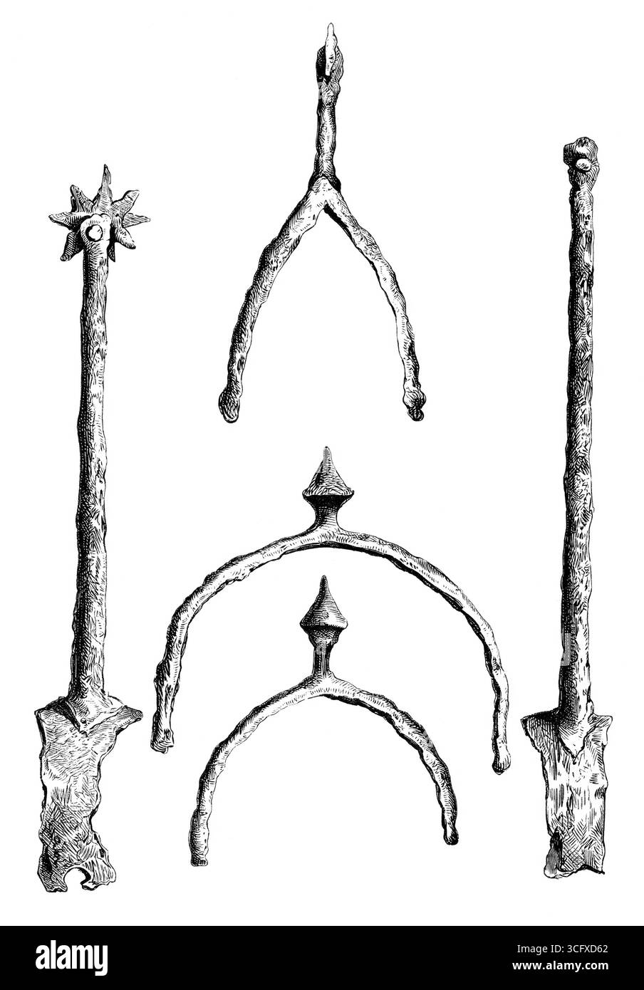 Spurs aus der Tower Collection um 1460, aus dem Buch The British Army, 1868, Historical, digital restaurierte Reproduktion eines Originals aus dem 19. Jahrhundert, Record date not specified Stockfoto