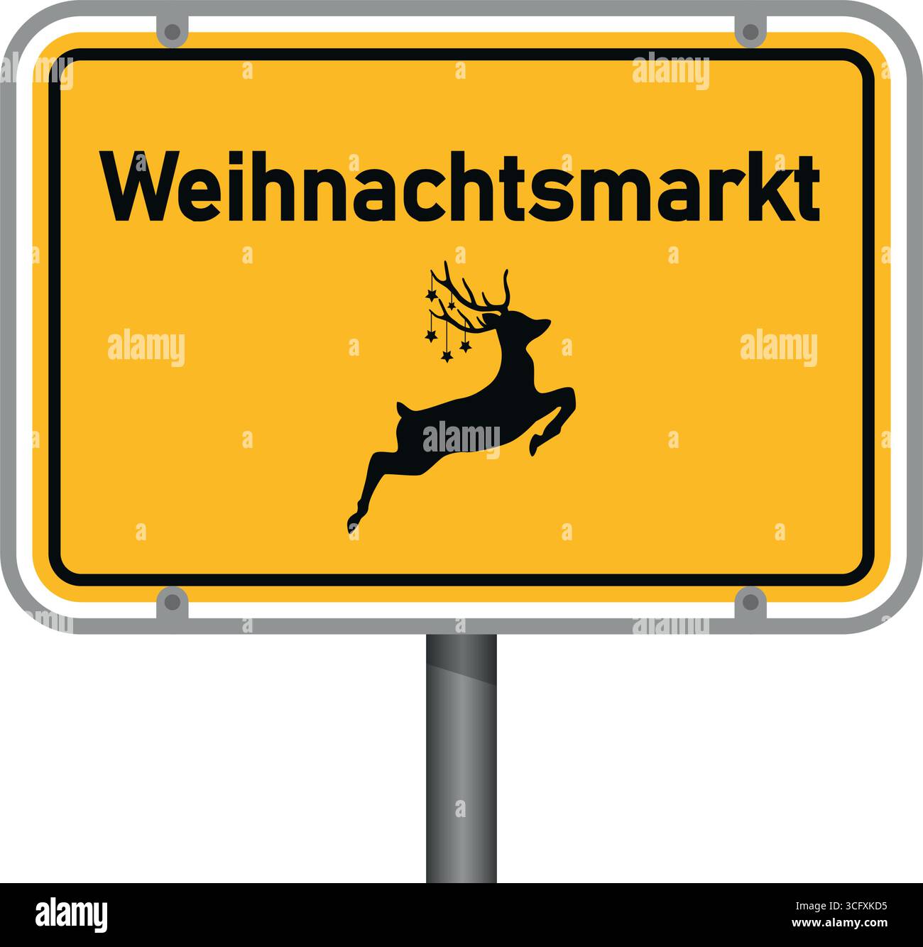 Gelbes Verkehrszeichen mit deutschem Wort weihnachtsmarkt isolierte Vektorillustration Stock Vektor