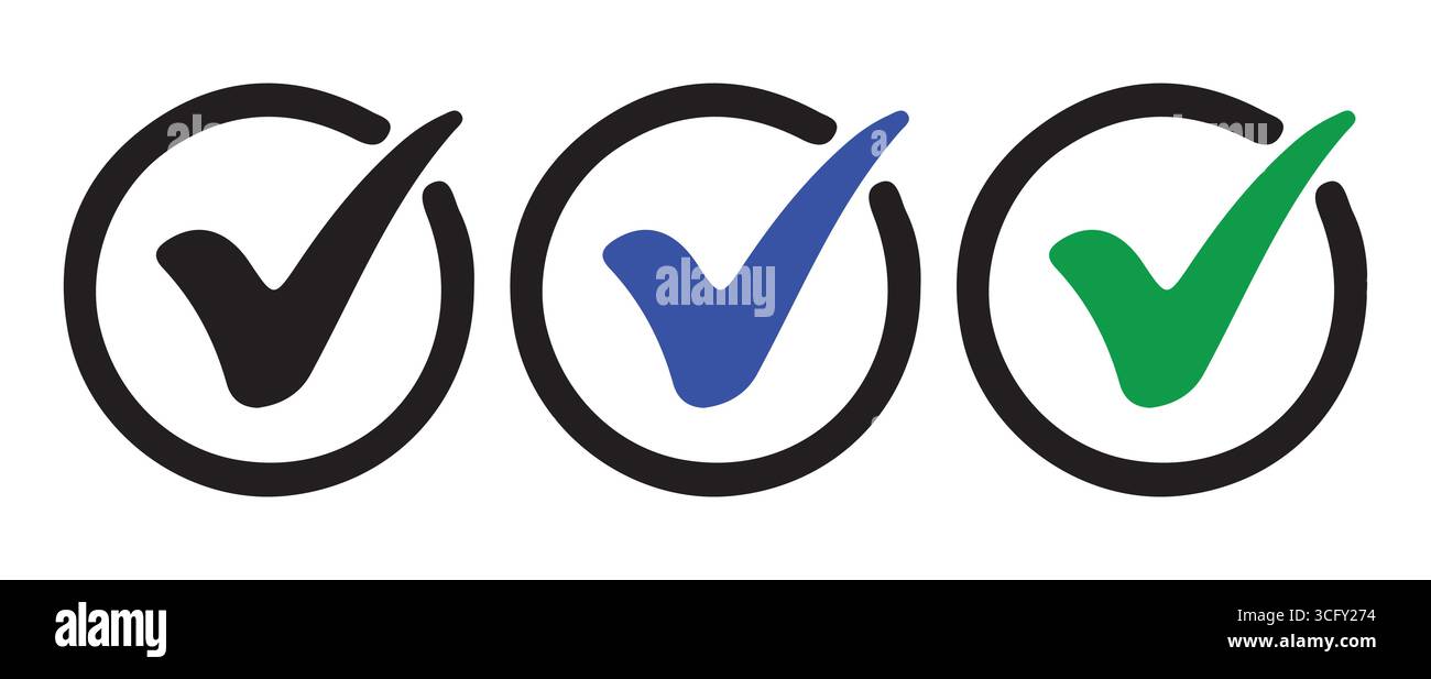 Buntes Genehmigtes Häkchen-Symbol Stock Vektor