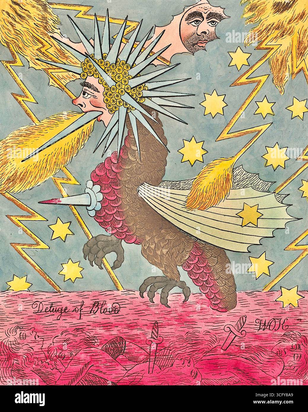 William O’Keefe - Eine Vision, Vide, das Monster des Schlachters, die Not der Nationen; Sintflut von Blodd - 1796 Stockfoto