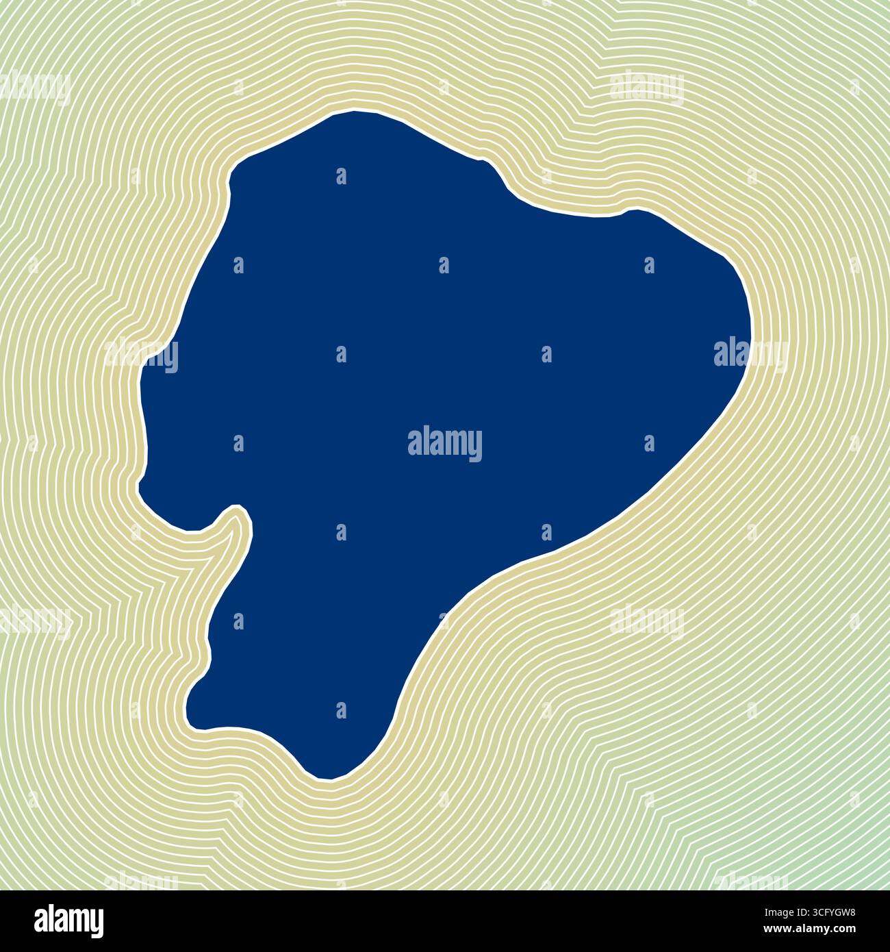 Kartensymbol Ecuador. Ländliche Form auf leuchtend gestreiftem verlaufendem Hintergrund. Lebendiges Poster in Ecuador. Moderne Vektorillustration. Stock Vektor