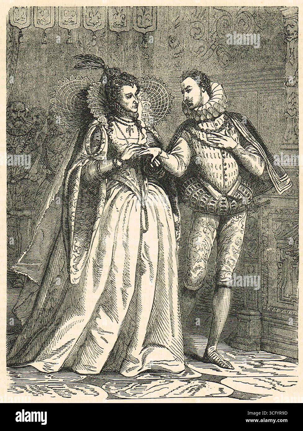Königin Elizabeth I. und ihre Freier Stockfoto