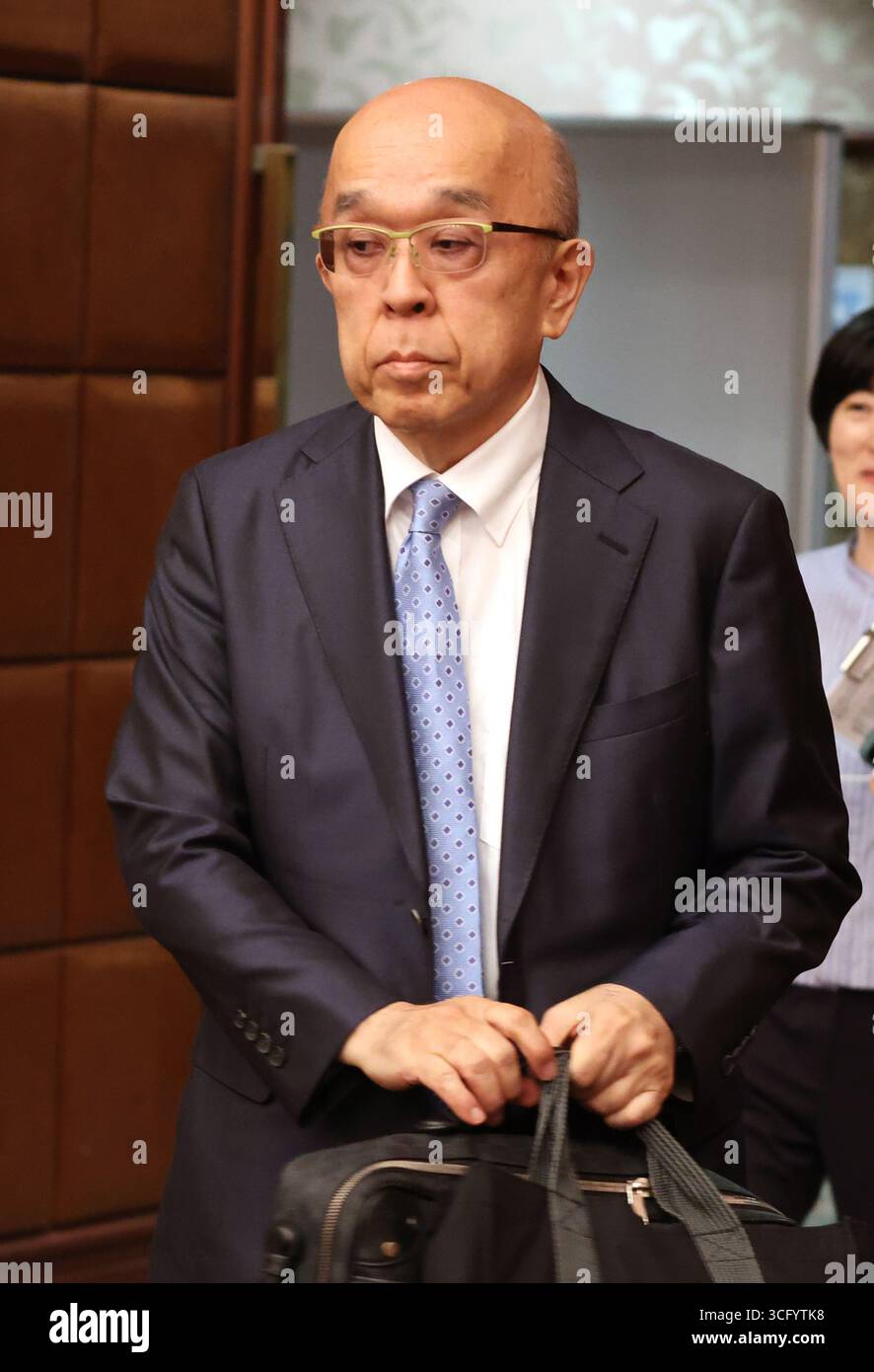 Tokio, Japan. August 2025. Chiaki Akimoto kommt am Montag, den 25. August 2025 im Japan National Press Club in Tokio an. Am 28. Und 29. August findet im britischen Luftfahrzeugträger HMS Prince of Wales im Hafen von Tokio ein Verteidigungsmeeting des Pacific Future Forums statt. (Foto: Yoshio Tsunoda/AFLO) Stockfoto