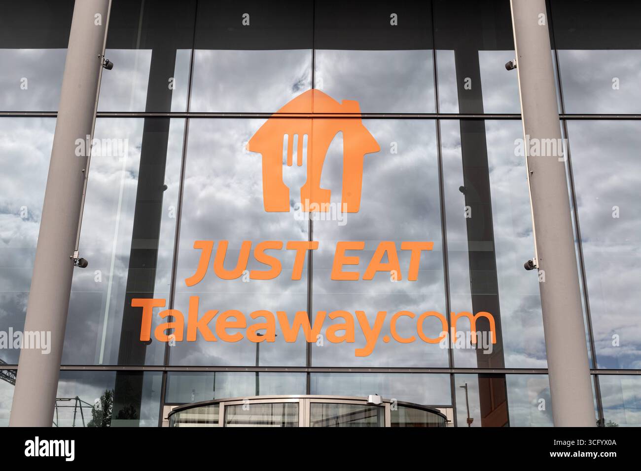 Amsterdam Niederlande 23. August 2025 nur Takeaway.com Büros essen. Die Lieferando AS ist nun Gegenstand eines Übernahmeangebots von Prosus. kantoor, hauptsitz, Unternehmen, Stockfoto