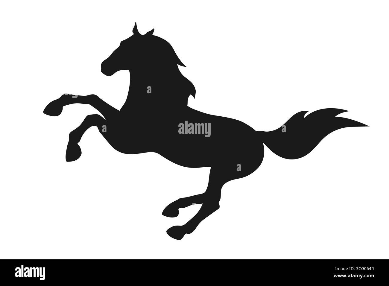 Silhouette des laufenden Pferdes isoliert auf weißem Hintergrund. Pferdezucht. Vektorabbildung Stock Vektor
