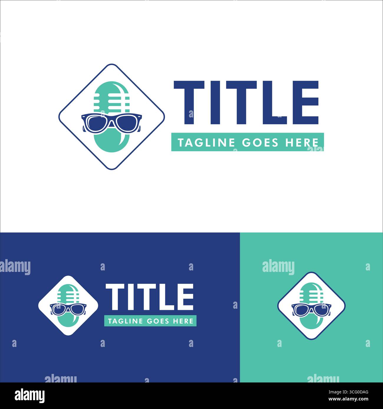 Mic Logo Design – Logo-Design Für Voiceover-Agenturen Stock Vektor