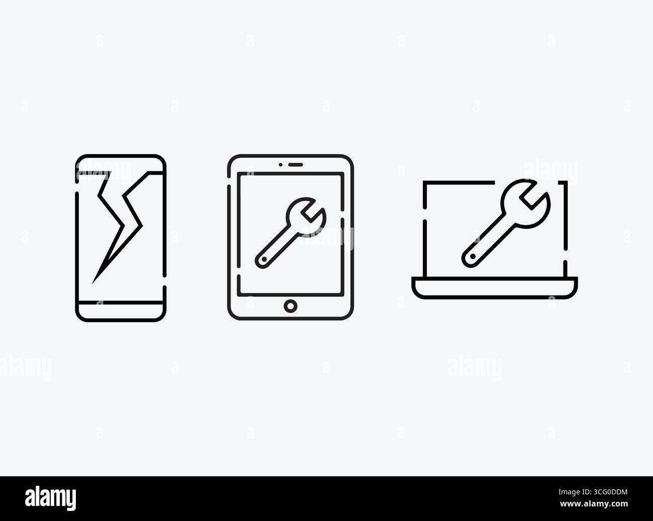 Set von Gerätesymbolen – Mobiltelefon, Tablet und Computer Stock Vektor