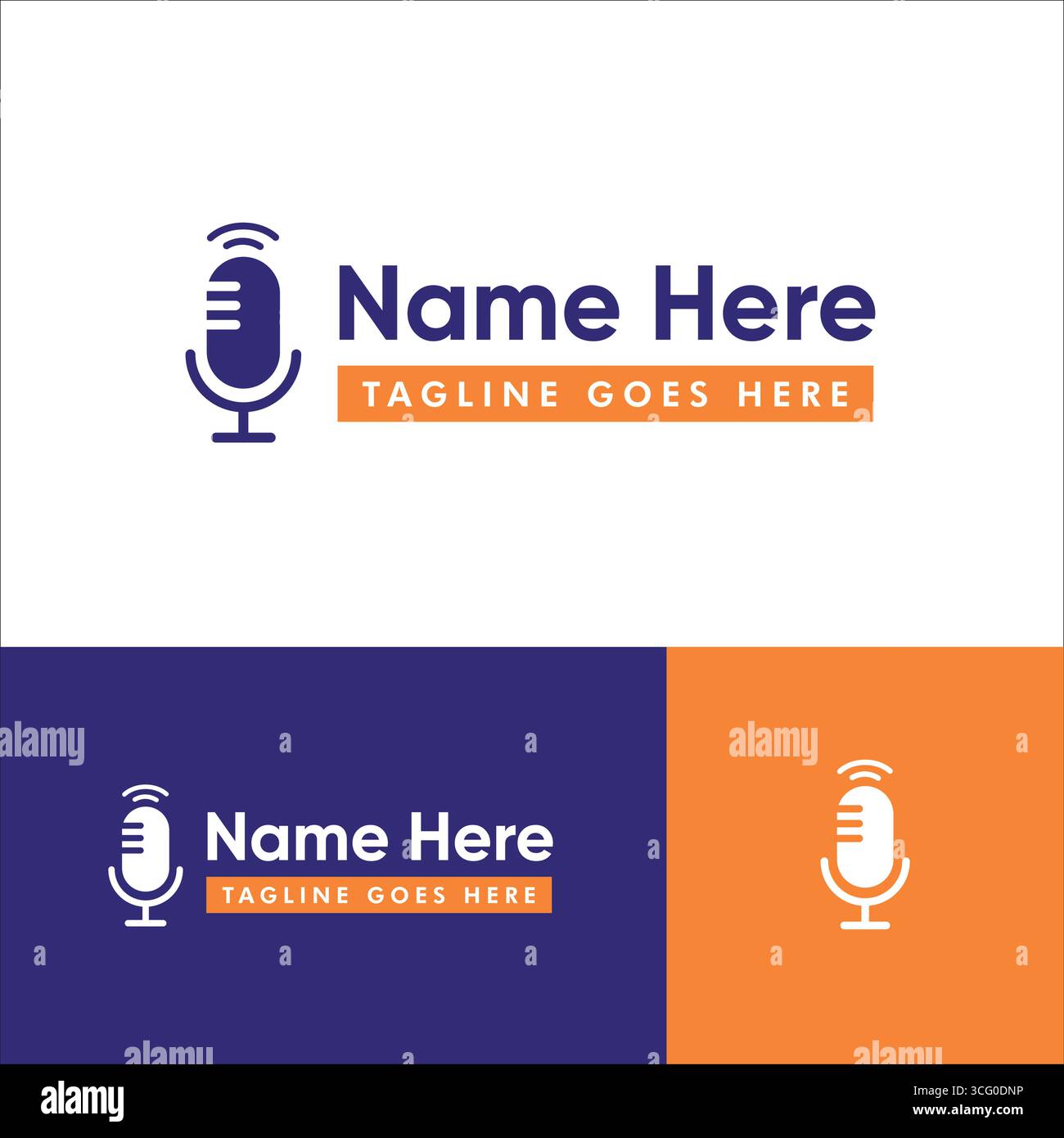 Mic Logo Design – Logo-Design Für Voiceover-Agenturen Stock Vektor