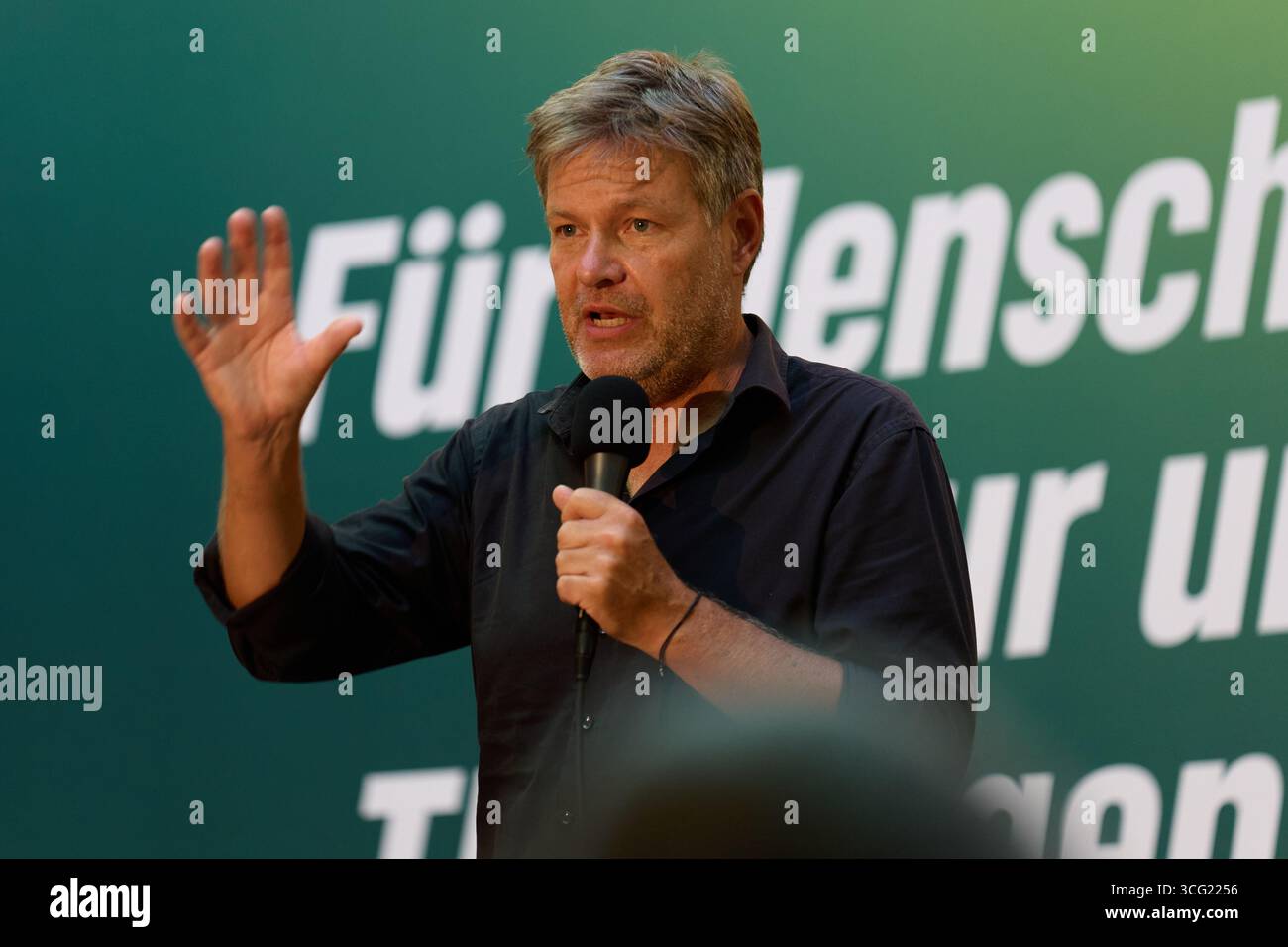 Weimar, Deutschland – 29.08.2024: Robert Habeck, deutscher Vizekanzler und Bundesminister für Wirtschaft und Klimaschutz 12/2021–05/2025 Stockfoto