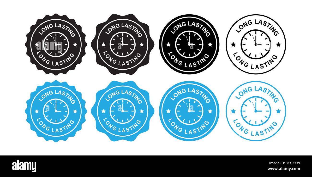 Langlebige Produktetiketten mit Garantiezeichen Stock Vektor