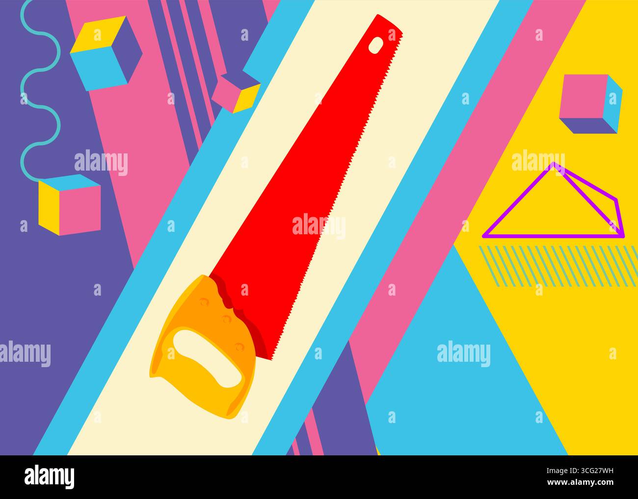 Ein geometrischer grafischer Hintergrund im Retro-Design. Minimale geometrische Elemente. Vintage abstrakte Formen Vektor-Illustration. Stock Vektor
