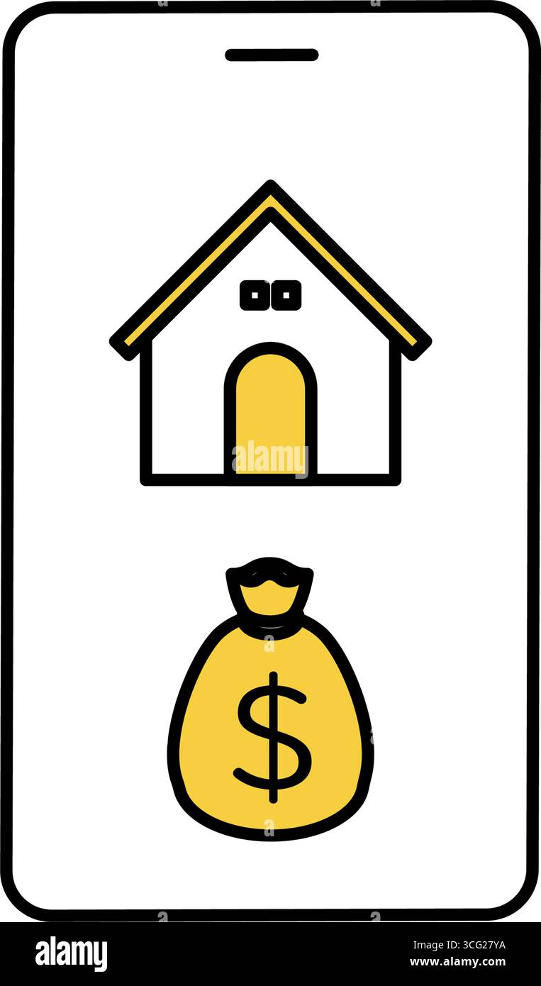 FinTech-Symbol für Smartphone, das Haushaltsbudget verwaltet, digitale Finanzen und persönliche Geldverwaltung Vektorillustration Stock Vektor
