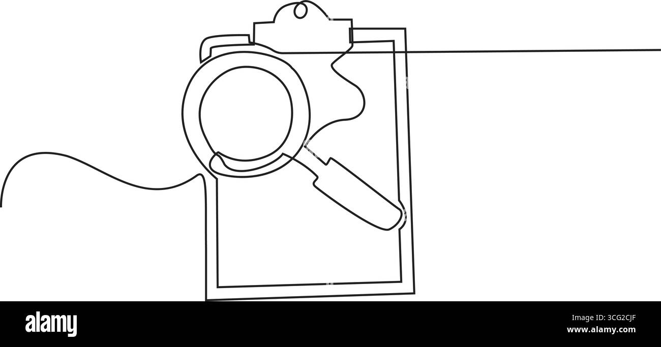 Durchgehende Linienzeichnung des SEO-Symbols. Handgezeichnetes Symbol Vektor-Illustration, durchgehende einzeilige Zeichnung, Auditing Line Symbol, Skizzendesign, Pixel Perf Stock Vektor