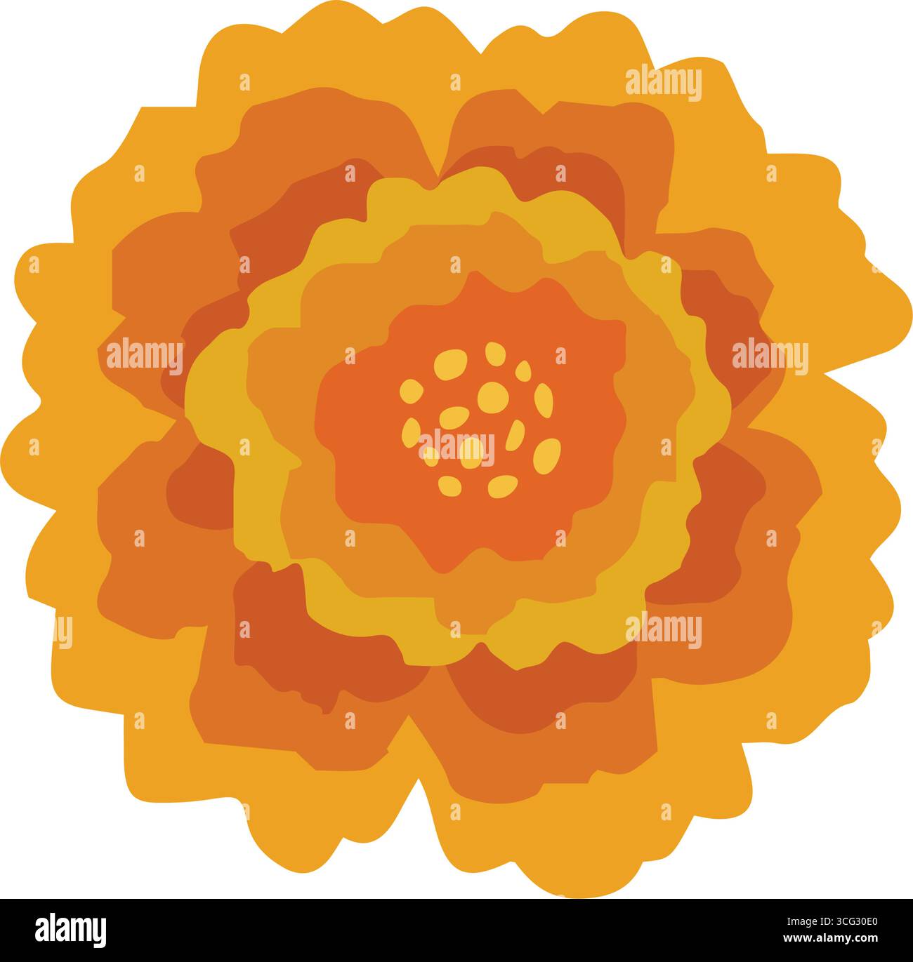 Eine gelbe Ringelblume. Blumendekoration für indische Blumengirlande toran. Zendu Blume isoliert auf Hintergrund. Diwali, Halloween Dia de los Stock Vektor