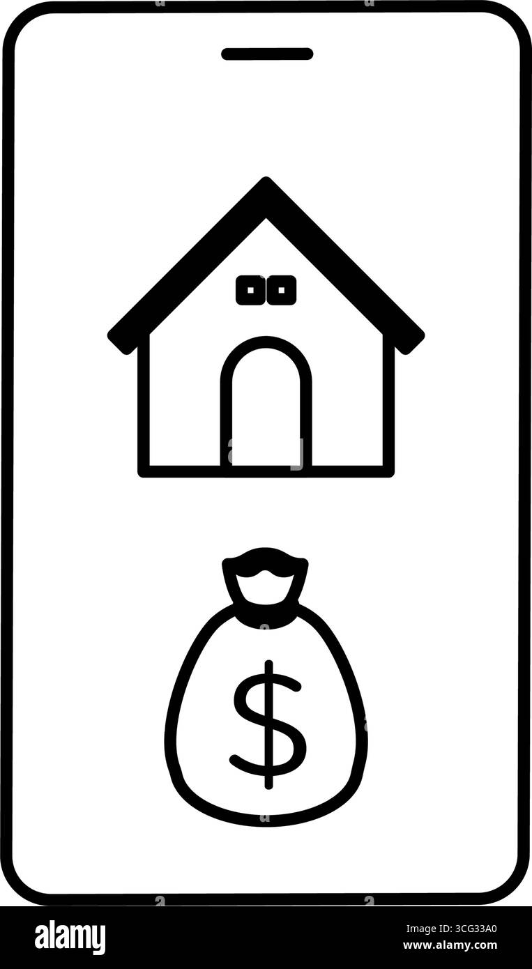 FinTech-Symbol für Smartphone, das Haushaltsbudget verwaltet, digitale Finanzen und persönliche Geldverwaltung Vektorillustration Stock Vektor
