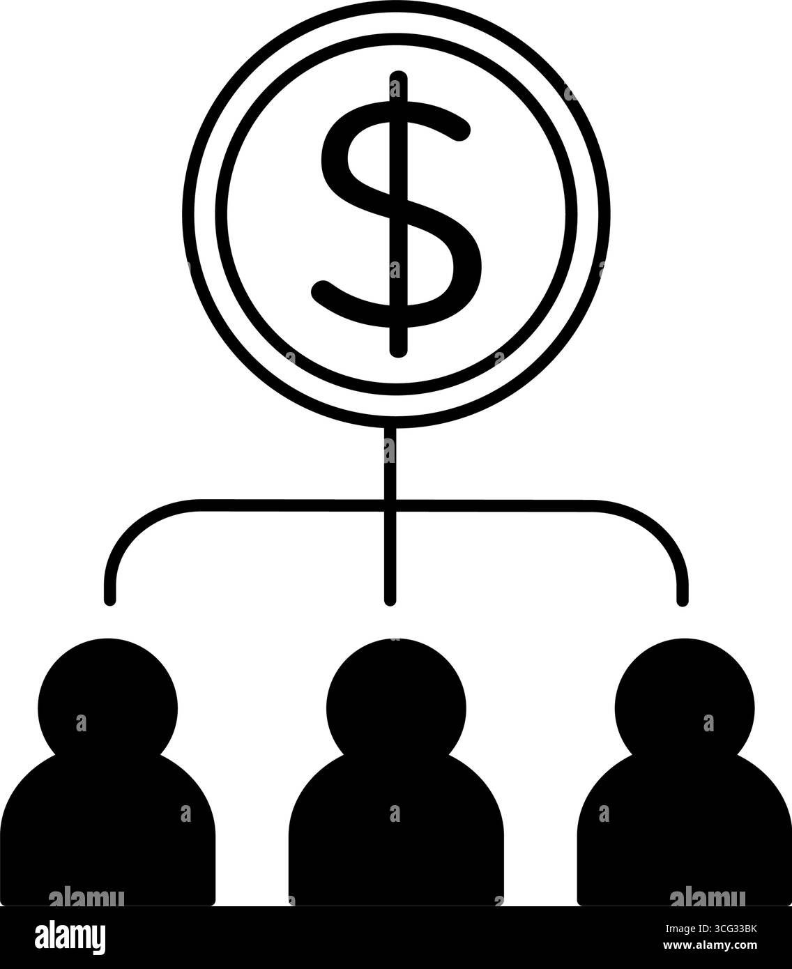 FinTech-Symbol für Darlehen und Fundraising mit finanzieller Unterstützung und Kapitalfluss, Schwarzweiß, Vektor-Illustration Stock Vektor