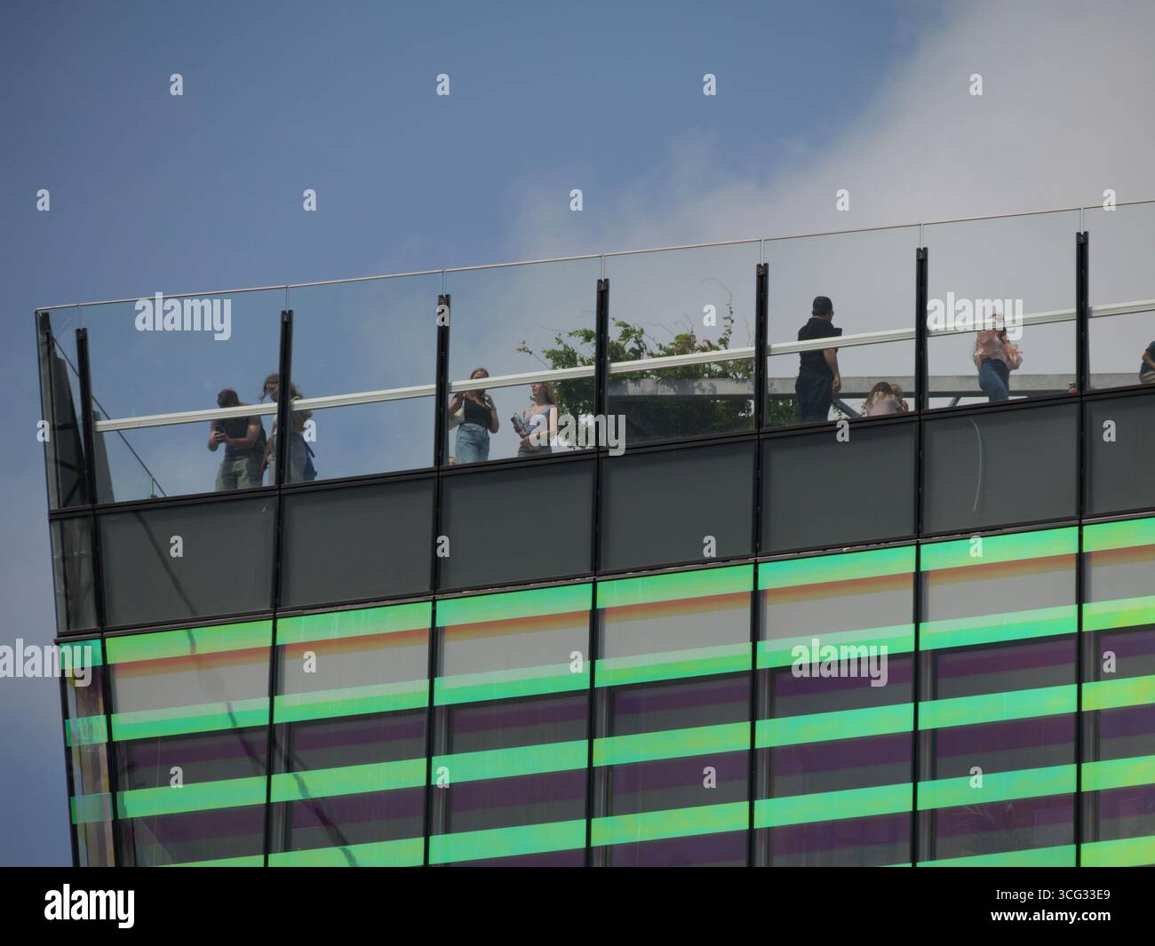 London, Großbritannien – Besucher genießen die Aussicht von der Dachterrasse aus The Garden at 120, das sich in Fen Court, 120 Fenchurch Street, in der City of London befindet Stockfoto