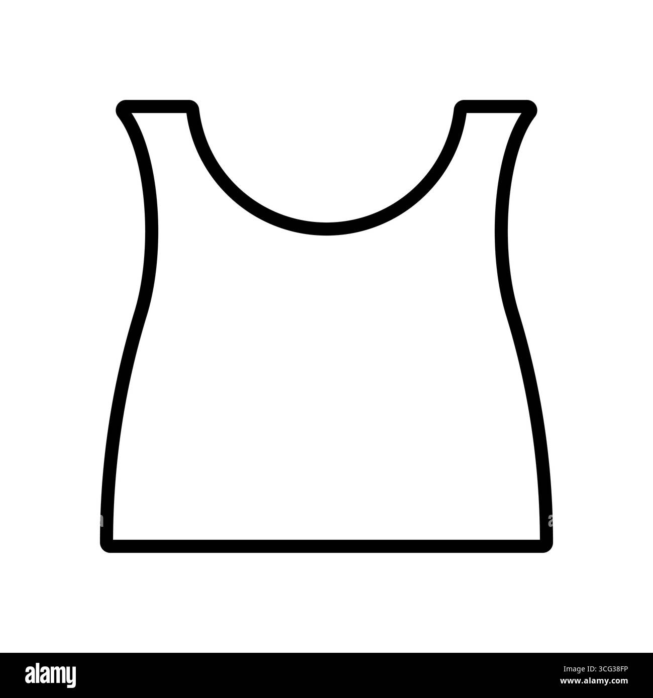 Vektorabbildung eines Tankdeckels. Das Design ist ein schlichter Umriss eines ärmellosen Hemdes mit U-Ausschnitt, der ein einfaches Kleidungsstück darstellt Stock Vektor