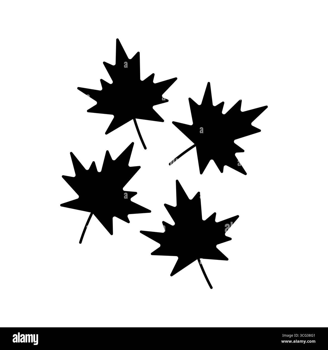 Ahornblätter zeigen die charakteristischen fünf Punkte und gezackten Kanten Stock Vektor