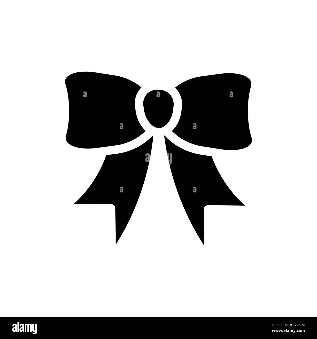 Einfache Schleife, dargestellt als solide schwarze Silhouette. Diese minimalistische Ikone steht für Geschenke, Dekoration, Feier und Weiblichkeit Stock Vektor