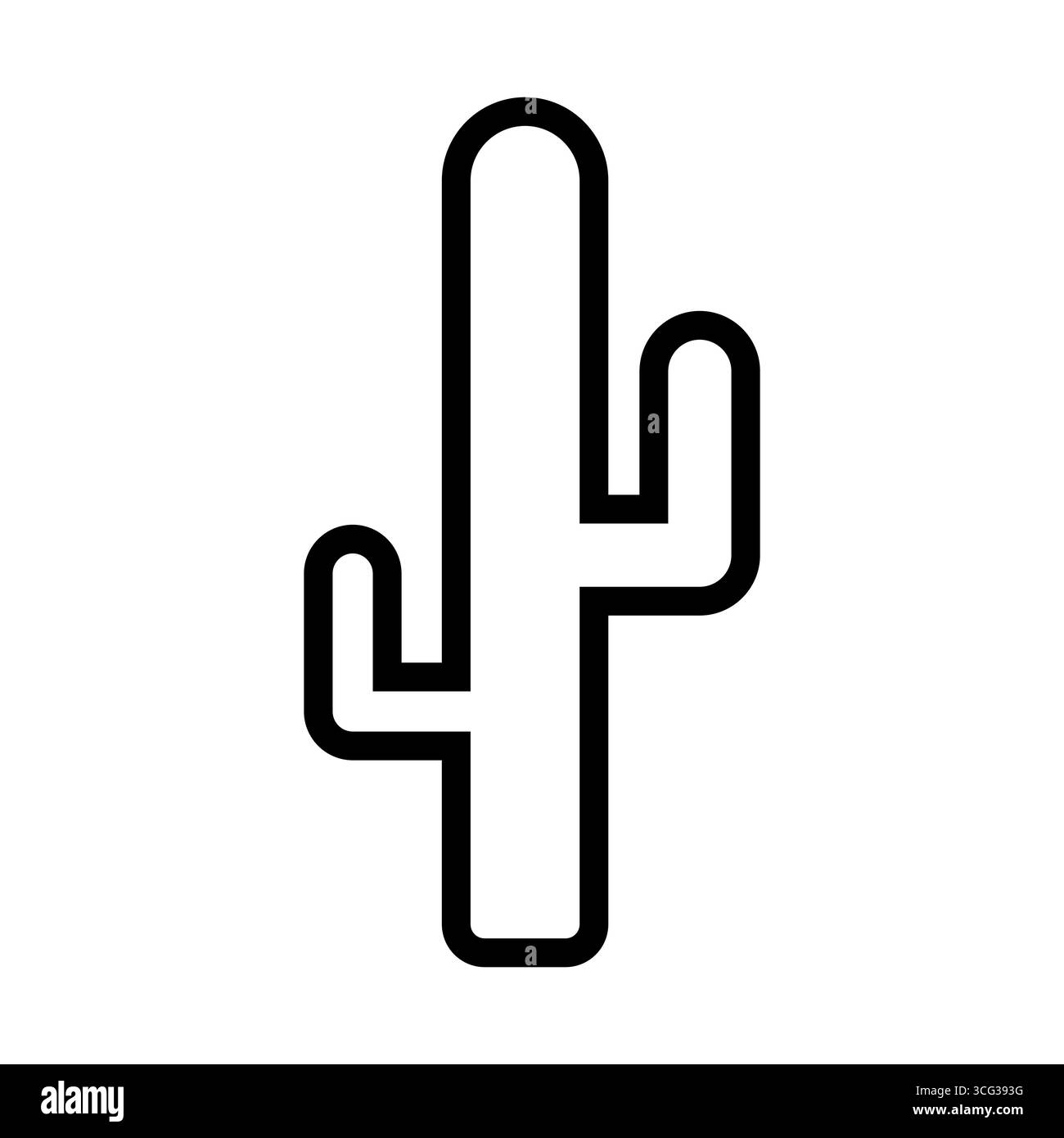 Kontur des Kaktusvektors mit zwei Armen. Das minimalistische Design repräsentiert die Wüste, westliche Themen und die Natur Stock Vektor