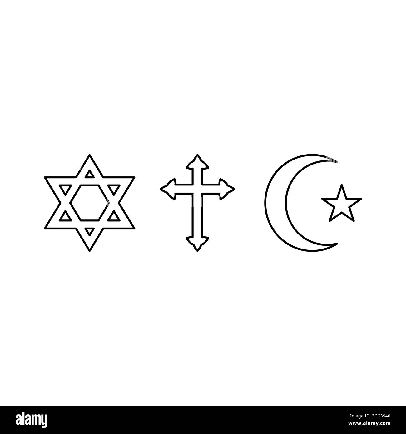 Linie Symbol Symbol abrahamisches Religionen Umriss Design Vektor Stock Vektor