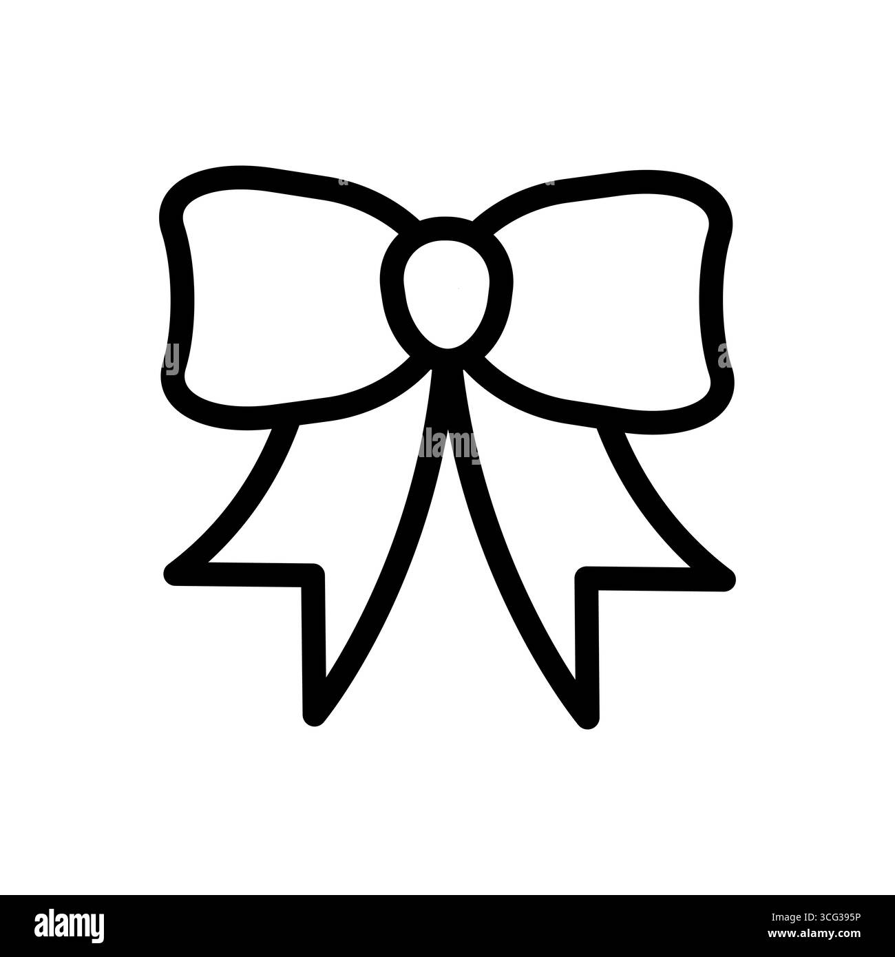 Kontur des Symbols für Schleifenvektor der Schleife. Vektorillustration eines einfachen Schleifenbogens. Das minimalistische Umrissdesign repräsentiert Geschenke, Dekoration, Feiern usw. Stock Vektor