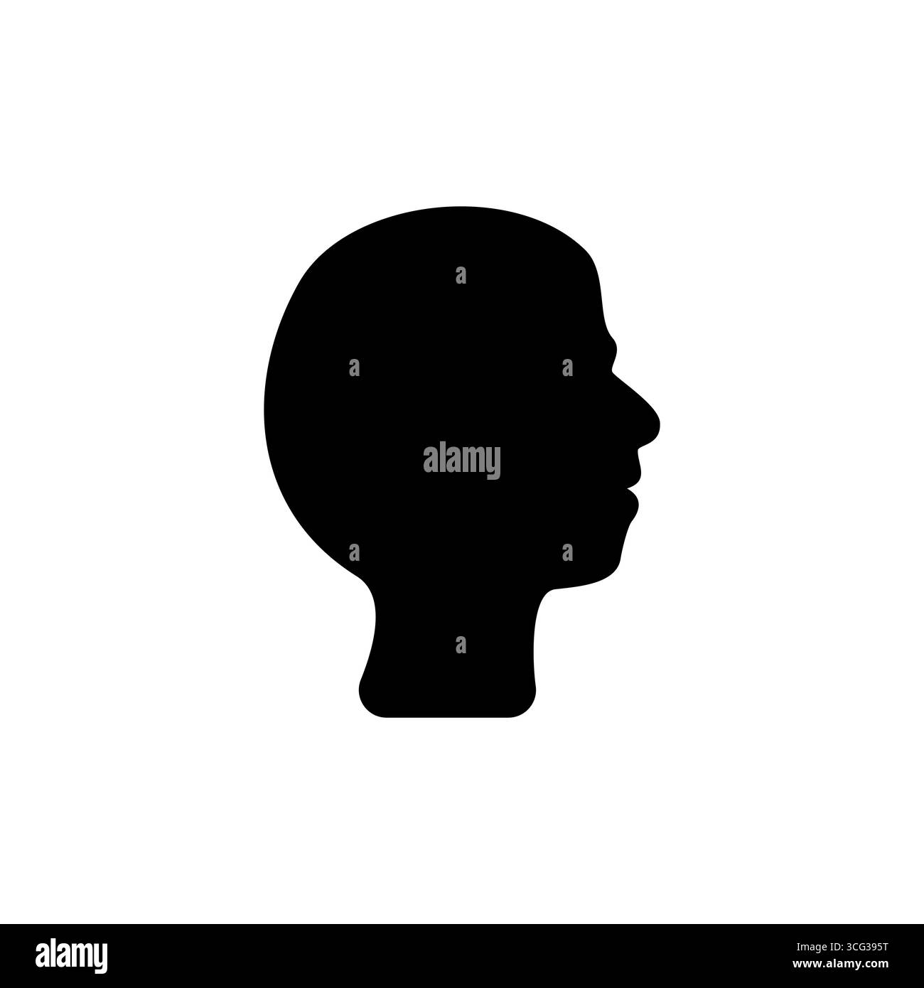 Das Symbol für den menschlichen Kopf wird im Profil angezeigt und zeigt zur Seite. Sie stellt eine Person, ein Profil oder einen Benutzer dar. Stock Vektor