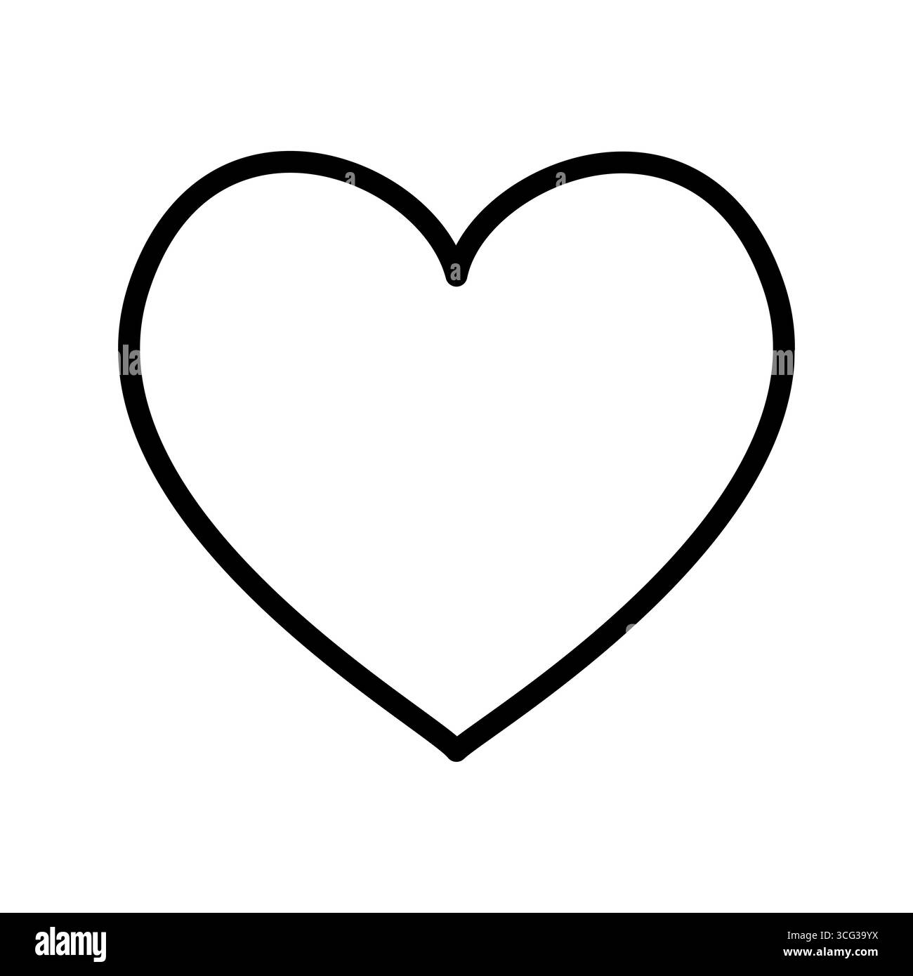 Kontur des Herzvektorsymbols. Klassische Herzform, dargestellt mit einem klaren Umriss. Diese minimalistische Ikone steht universell für Liebe, Zuneigung, Sorgfalt und Stock Vektor