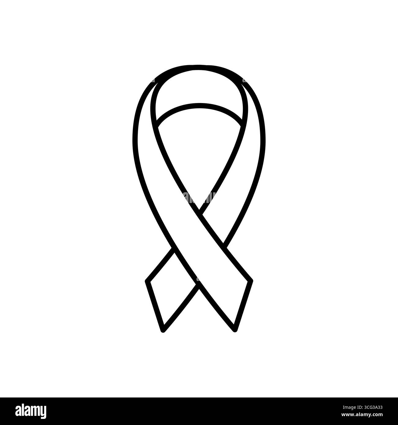 Kontur des Vektorsymbols der Schleife. Vektorillustration eines einfachen, in eine Schleife gebundenen Bandes. Das minimalistische Umrissdesign ist ein universelles Symbol für Awar Stock Vektor