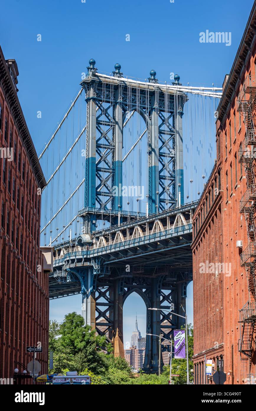 Manhattan Von Dumbo New York Aus Gesehen Stockfoto