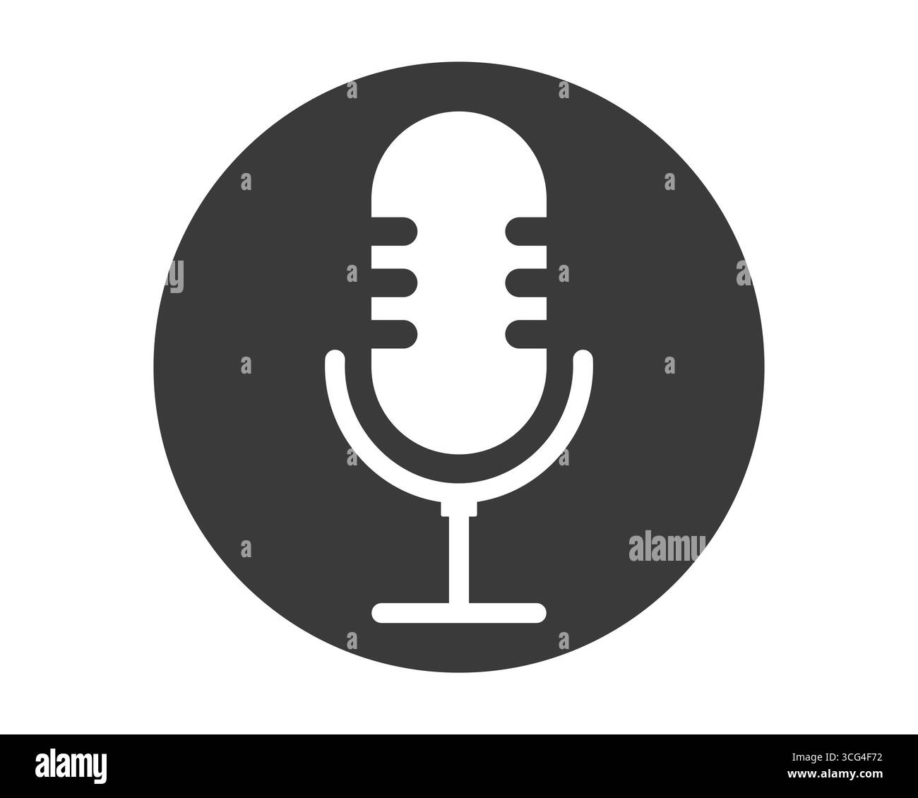 Podcast-Symbol Audio-Sprachaufzeichnung, Musikwelle. Mikrofonsymbol, Sprechen, Sprache. Sprachaufzeichnungstaste oder Audioanruf. Retro Simple-Symbol. Vektorabbildung Stock Vektor