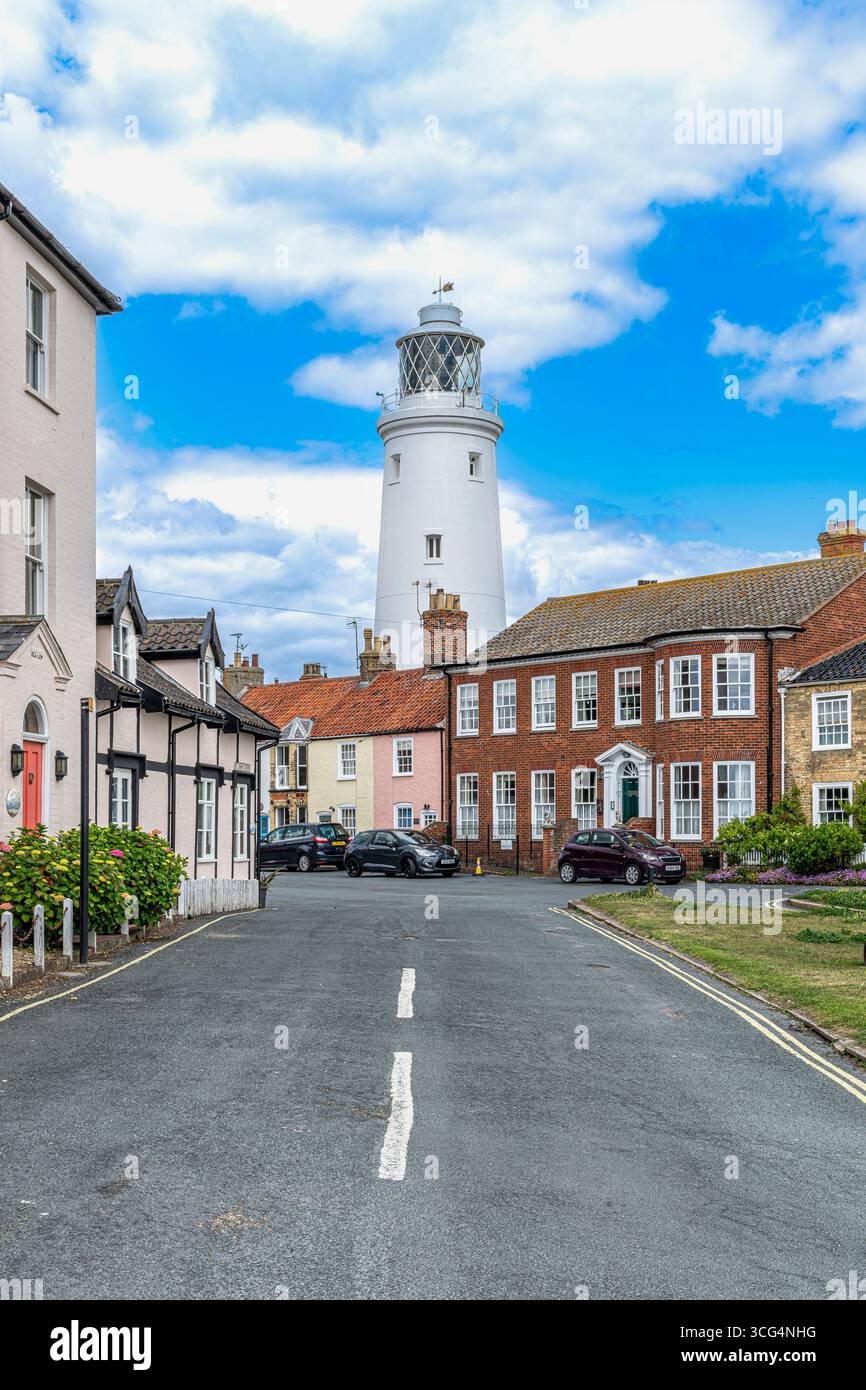 Southwold Lighthouse im Zentrum von Southwold, Suffolk. An der Nordseeküste, als Warnleuchte für Schiffe, die entlang der Ostküste fahren. Stockfoto