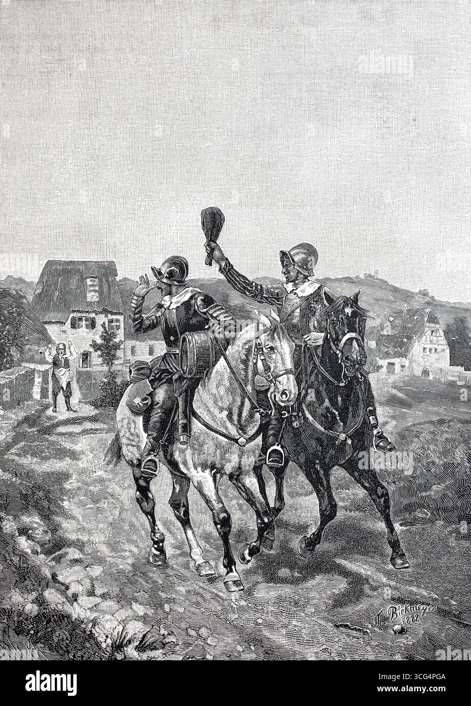 Plünderer, plündernde Nachzügler einer Truppe, während des Dreißigjährigen Krieges, 1618 bis 1648, historische, digital restaurierte Reproduktion eines Originals aus dem 19. Jahrhundert, Datum der Aufzeichnung nicht angegeben Stockfoto