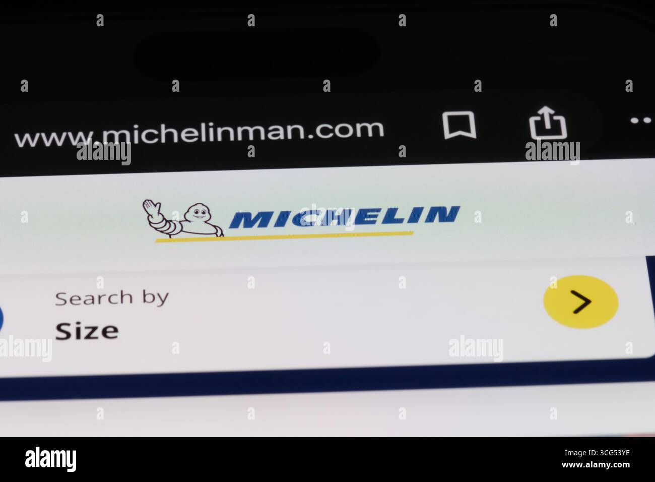 Shanghai, China, 8. August 2025: Markenlogo der Firma Michelin Reifen auf der Website Stockfoto