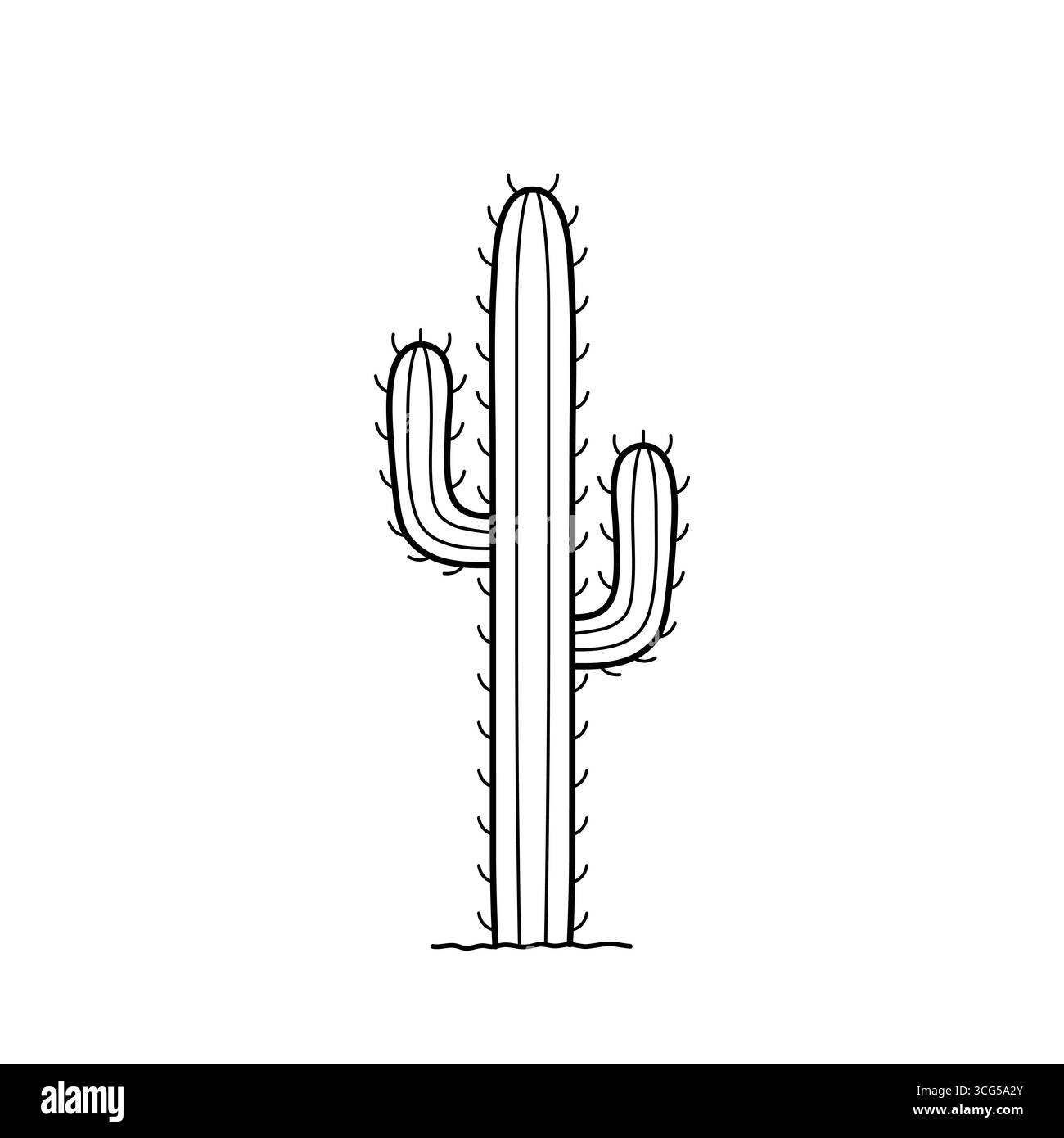 Kakteen. Handgezeichnetes Symbol der Wüstenpflanze im Sketch-Doodle-Stil. Isolierte Vektordarstellung. Stock Vektor