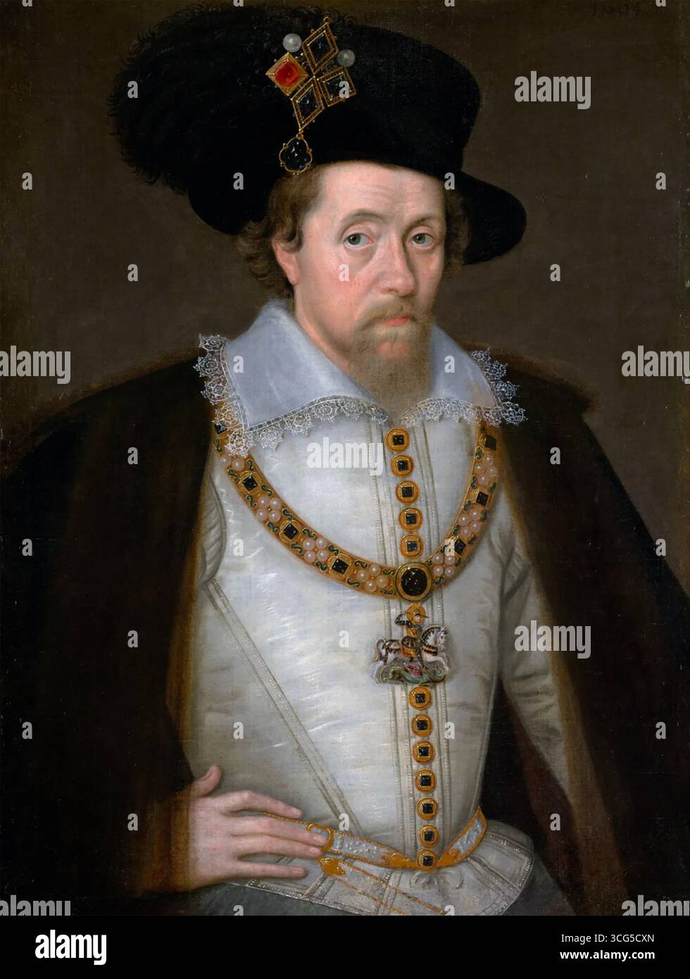 JAKOB VI. Und I. (1566–1625) Porträt von John de Critz dem Älteren um 1605 Stockfoto