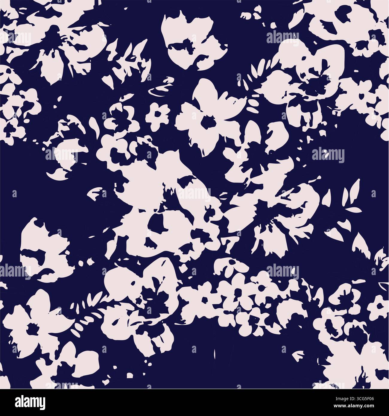 Nahtloses Blumenmuster mit abstrakten Blumenzweigen mit Blättern, Blüten und Beeren. Vektor-Natur-Illustration im Vintage-Aquarellstil Stock Vektor