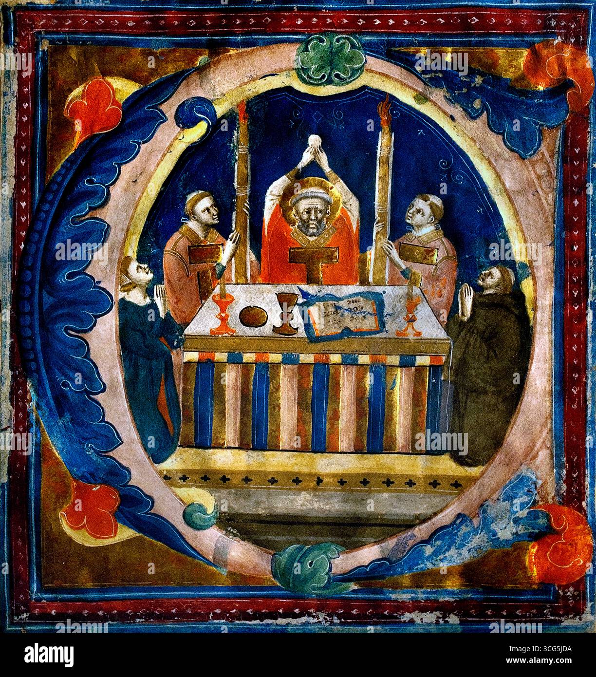 Erhebung des Gastgebers durch graduellen Meister der Dominikanischen Effigies und Pacino di Bonaguida Florenz 1330 - 1340 Italien Italien Lille Museum Frankreich. Stockfoto