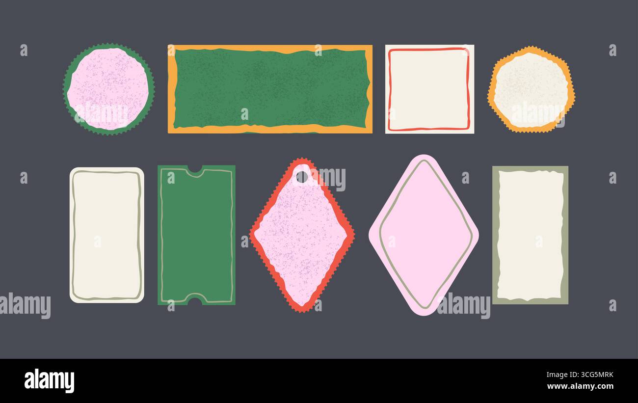 Vintage Label Aufkleber Tag Strukturierte Abzeichen Porto Verpackung Vektor Set Coupon Shop Verkauf Ephemera Vorlagen Stock Vektor