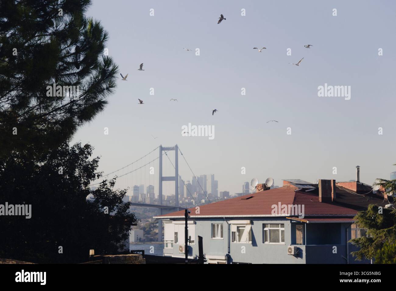 Ein malerischer Blick auf die bosporus-Brücke und die asiatische Seite von istanbul Stockfoto