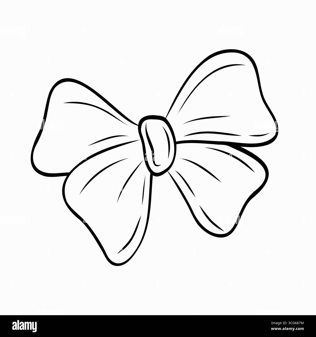 Schöne Schleifen, Bänder mit langen Schwänzen, Textil aus Satin und Seidenbändern. Vektorgrafik handgezeichnet Stock Vektor