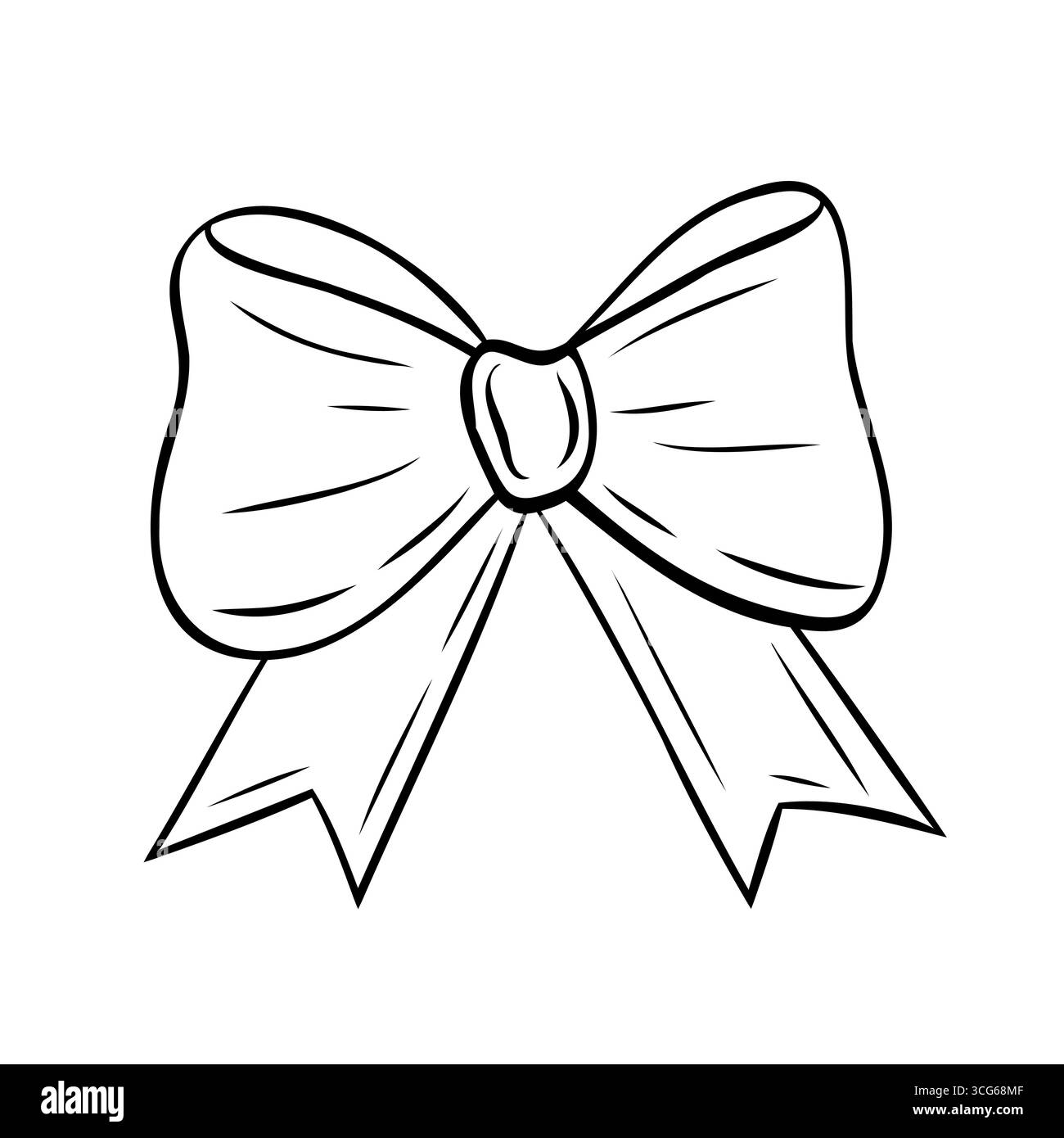 Schöne Schleifen, Bänder mit langen Schwänzen, Textil aus Satin und Seidenbändern. Vektorgrafik handgezeichnet Stock Vektor