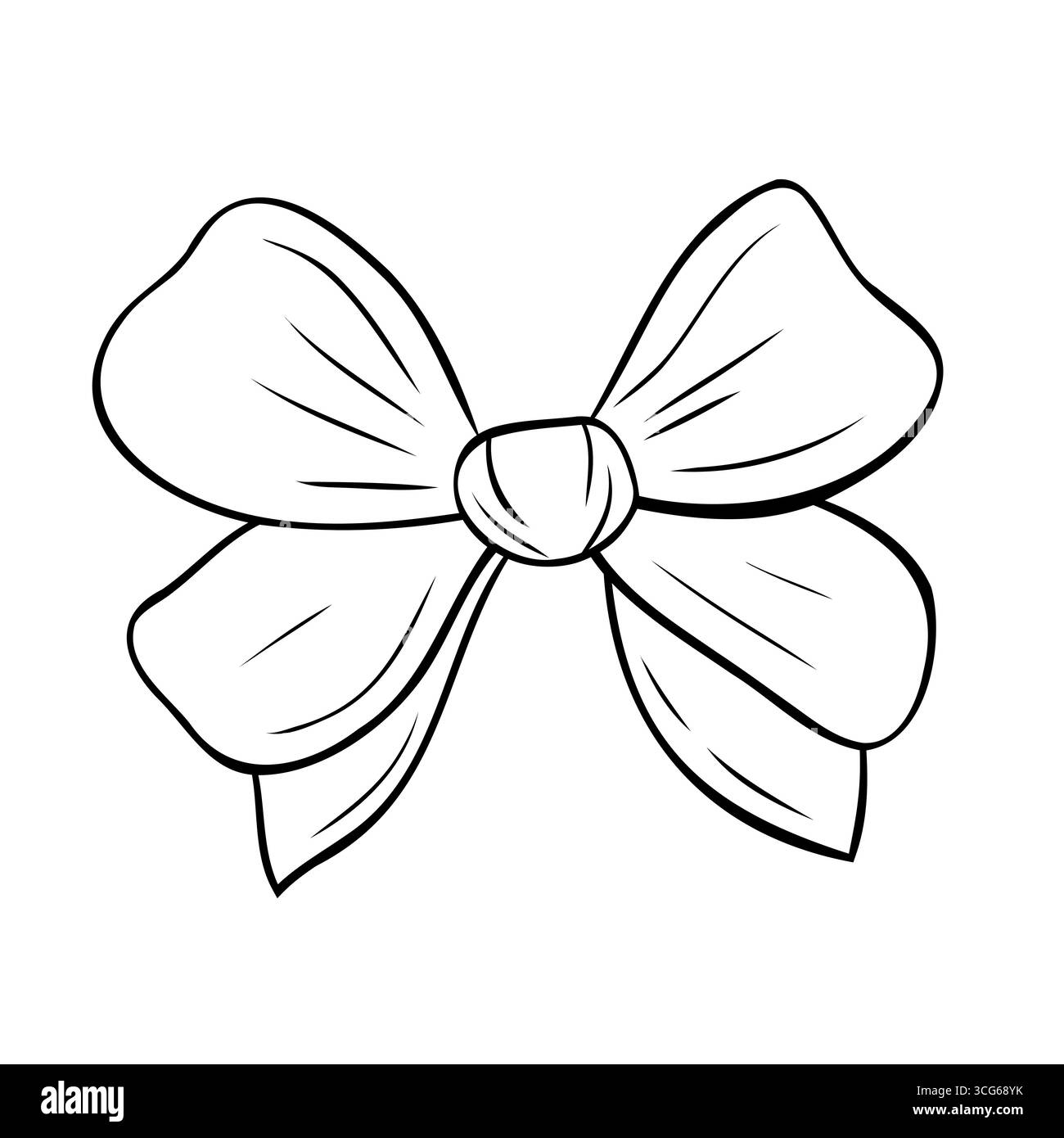 Schöne Schleifen, Bänder mit langen Schwänzen, Textil aus Satin und Seidenbändern. Vektorgrafik handgezeichnet Stock Vektor