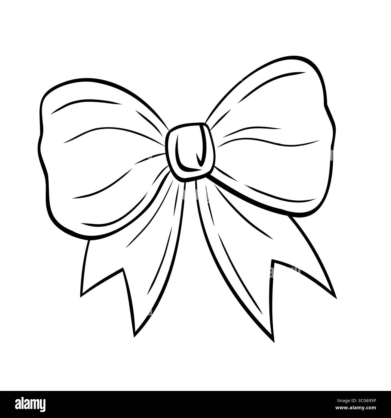 Schöne Schleifen, Bänder mit langen Schwänzen, Textil aus Satin und Seidenbändern. Vektorgrafik handgezeichnet Stock Vektor