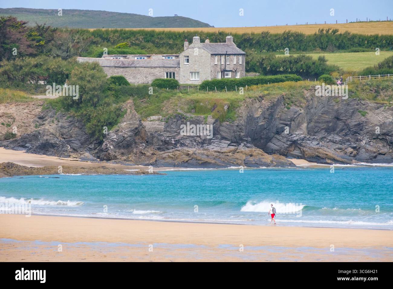Cornwall, England, Großbritannien Cornwall Coast Path View, in der Nähe von Trevone. Stockfoto