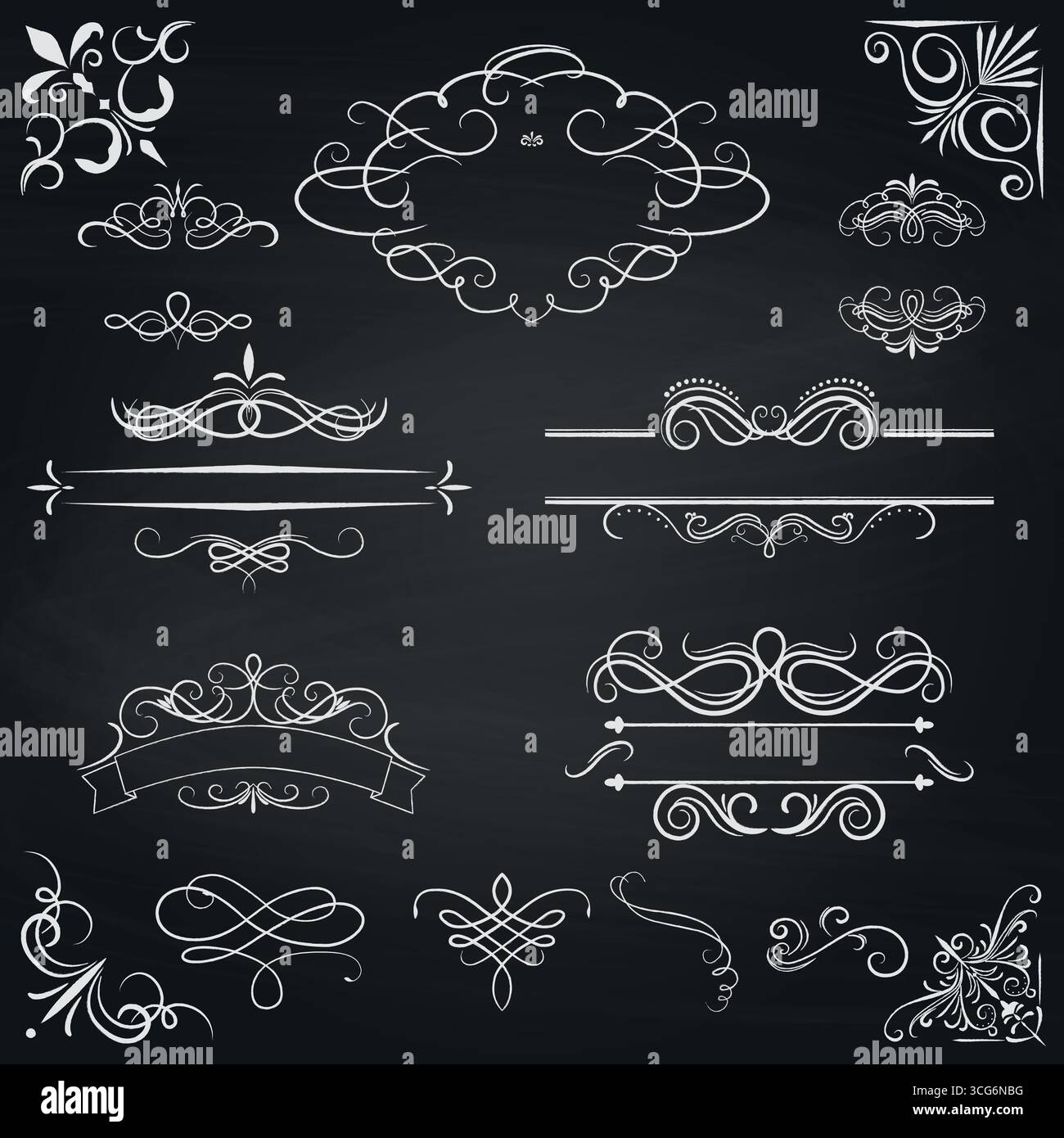 Vintage Dekorative Rahmen und Ornamente Vektorset. Illustration Eleganter Trennwände Mit Schwarzweiß. Retro Flourishes, Swirls Kollektion. Hochzeitseinladung Stock Vektor