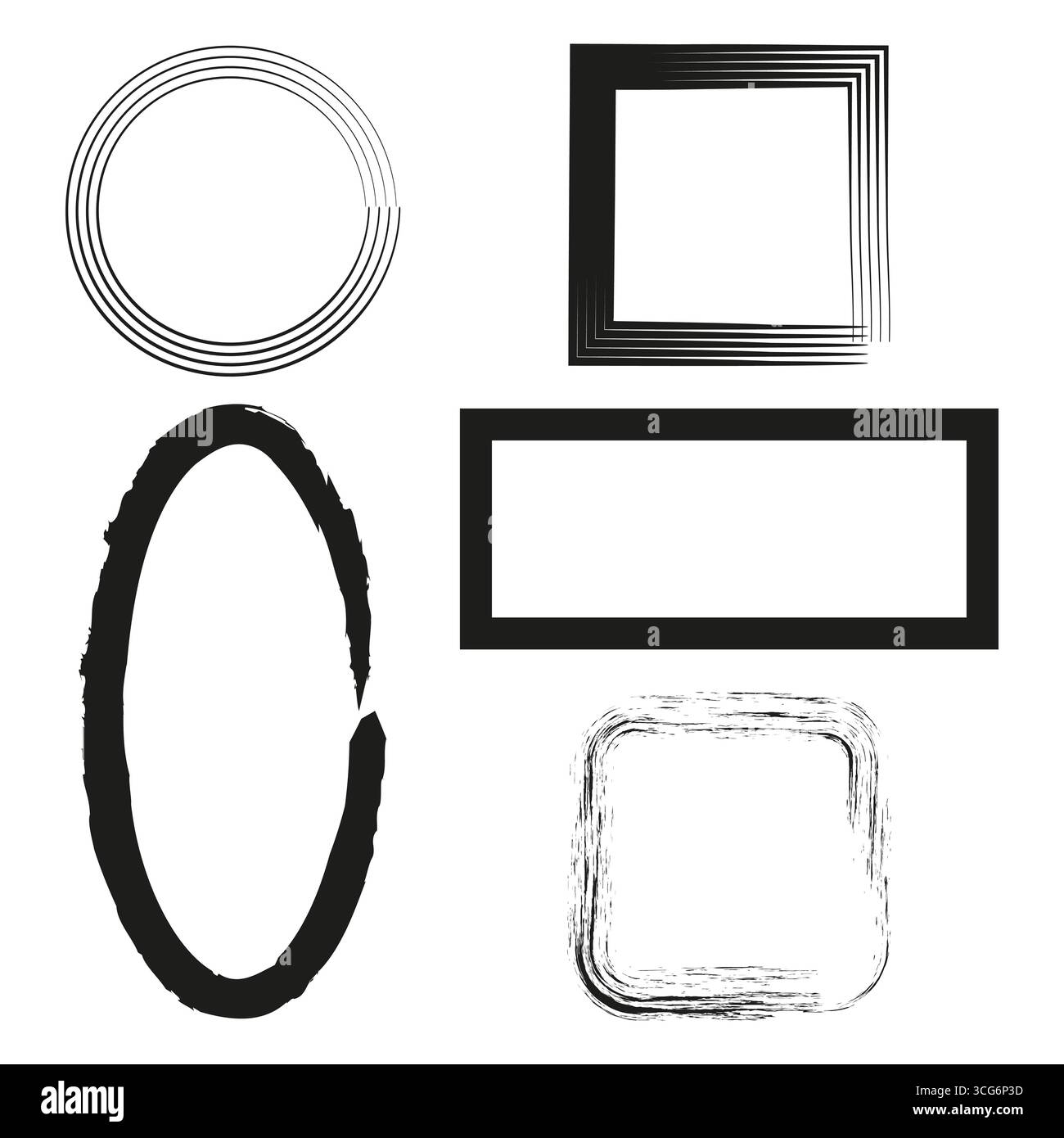Vektorrahmen-Sammlung. Geometrische Formbegrenzung. Leeres Designelement. Abstrakte Konturkontur. Stock Vektor